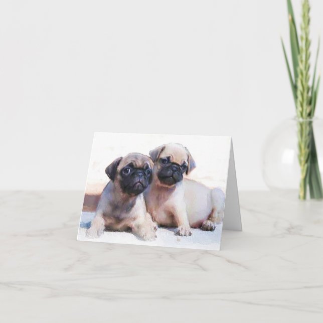 Carte de note pour chiots carlins (Devant)
