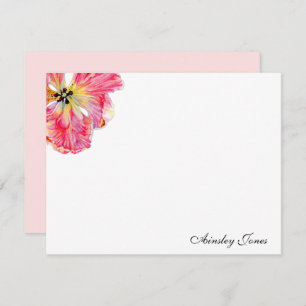 Carte de note pour fleur de Tulipe rose