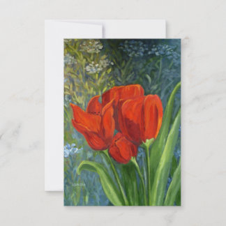 Carte de note pour tulipes rouges - Art original -
