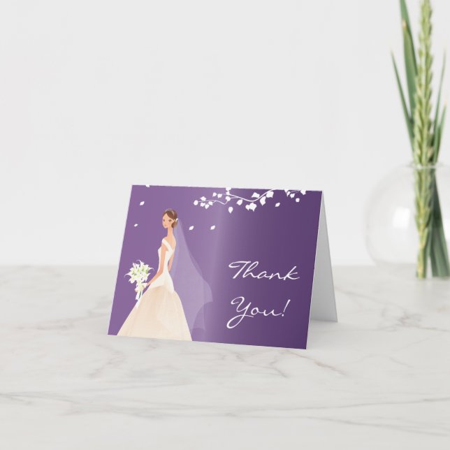 Carte de note pourpre élégante de Merci de jeune (Devant)