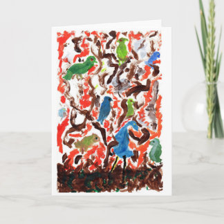 Carte de note Rassemblement d'oiseaux dans un arbr