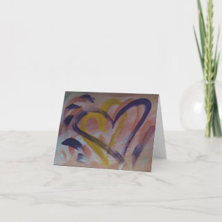 Carte de note reliée de coeurs - pourpre et jaune