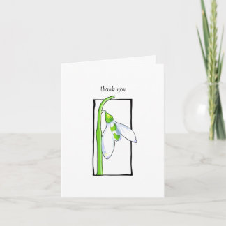 Carte de note Remerciements blanche Snowdrop
