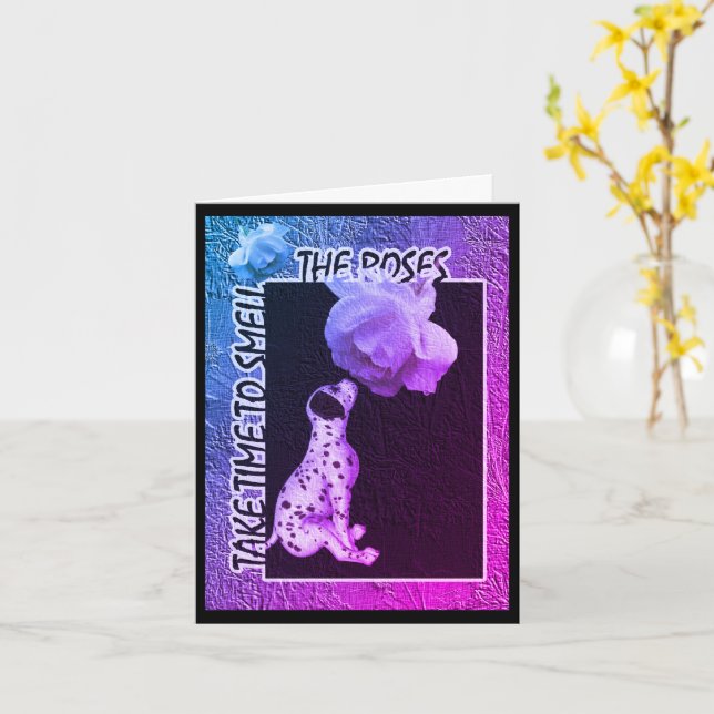 Carte de note Rose de l'odeur de chiot dalmate (Fleur jaune)