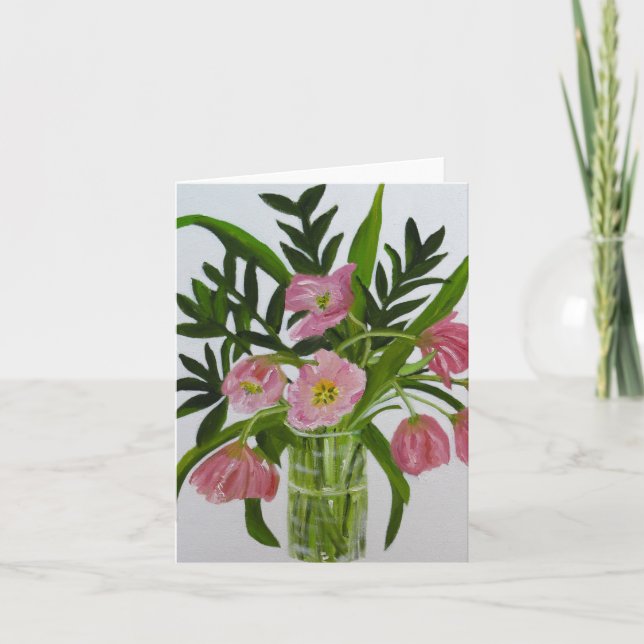 Carte de note rose de tulipes (Devant)