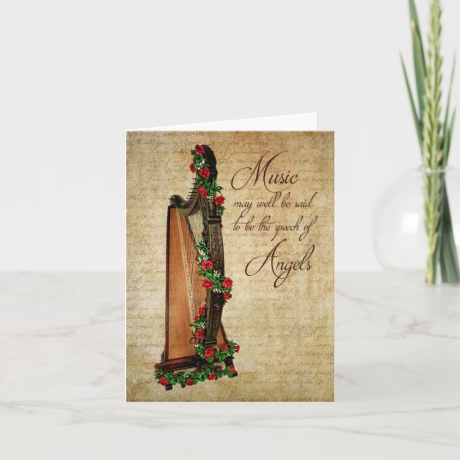 Carte de note rose d'harpe d'Irlandais (Devant)