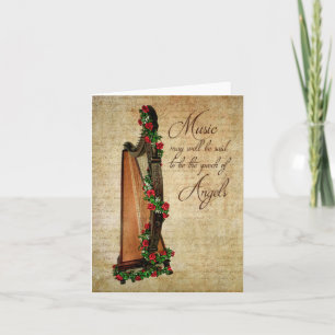 Carte de note rose d'harpe d'Irlandais