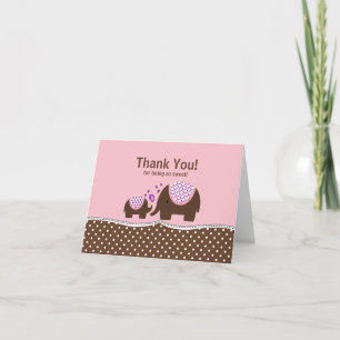 Carte de note rose et Brown de Merci d'éléphant