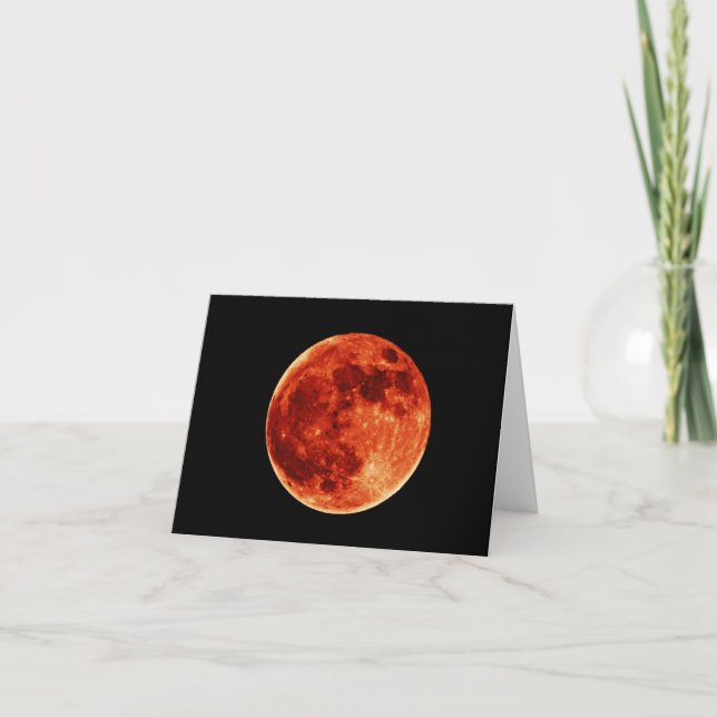 Carte de note rouge de blanc de Pleine lune (Devant)