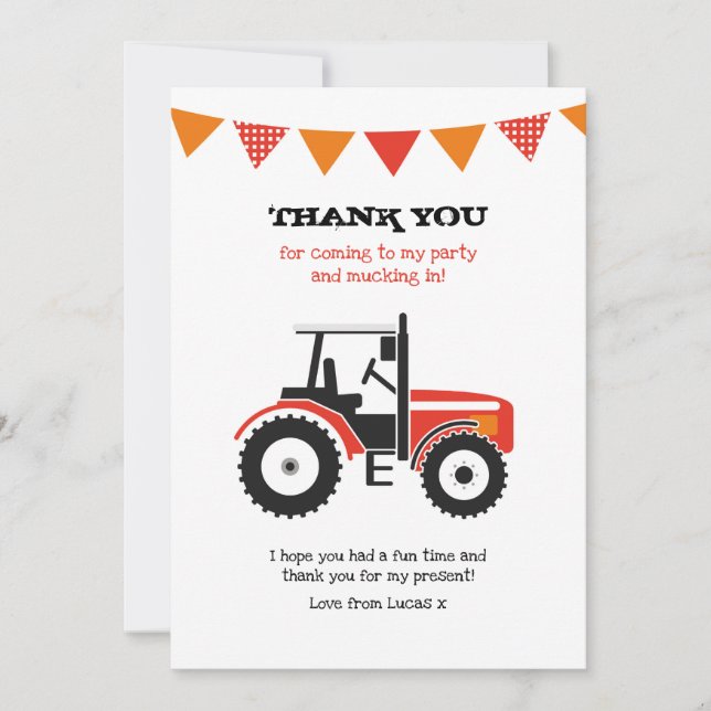 Carte de note rouge de Merci d'anniversaire de (Devant)