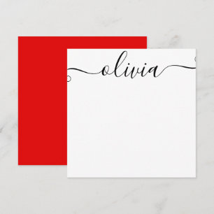 Carte de note rouge de script de signature personn
