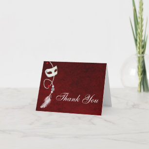 Carte de note rouge vintage de Merci de mascarade
