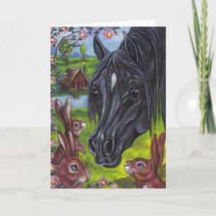 Carte de note sauvage de lapins de CHEVAL NOIR