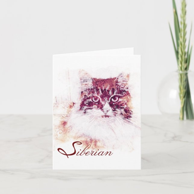 Carte de note sibérienne de chat d'illustrations (Devant)