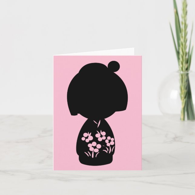 Carte de note Silhouette rose Kokeshi Triplet (Devant)