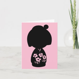 Carte de note Silhouette rose Kokeshi Triplet