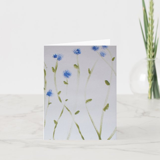 Carte de note simple Fleurs bleues peintes (Devant)