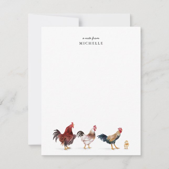 Carte de note sur les animaux de ferme de poulet (Devant)