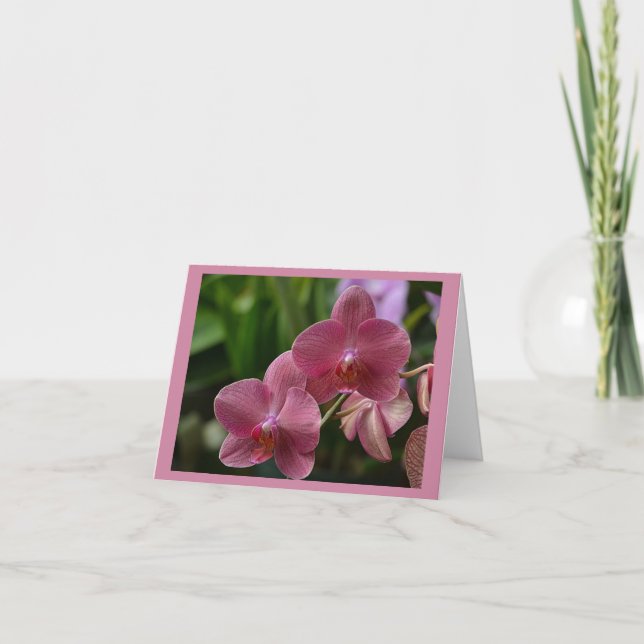 Carte de note sur orchidée rose (Devant)