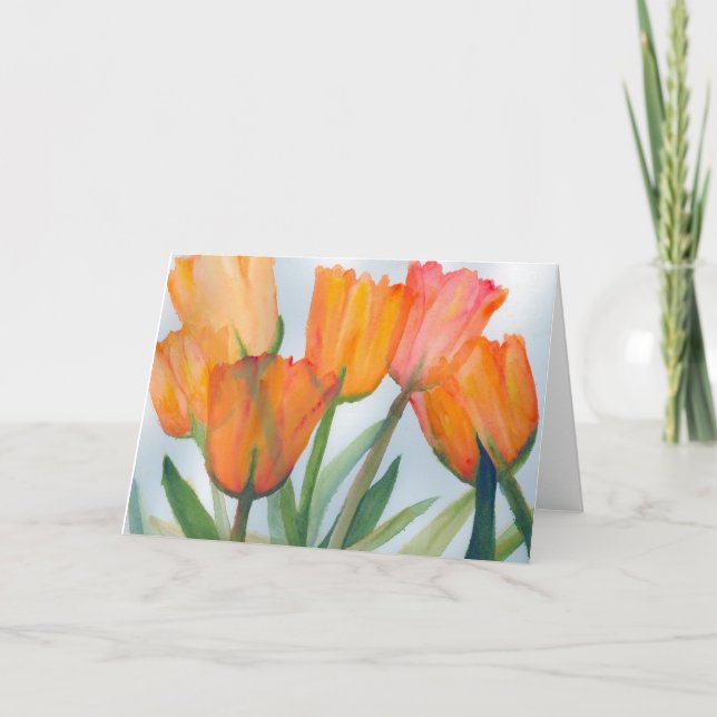 Carte de note Tulipes orange (Devant)