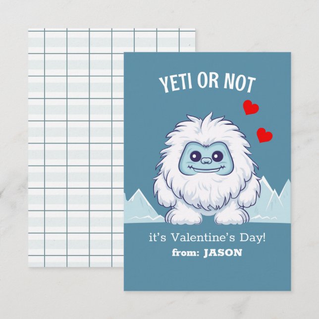 Carte de note Valentine de la classe "Yeti or Not" (Devant / Derrière)