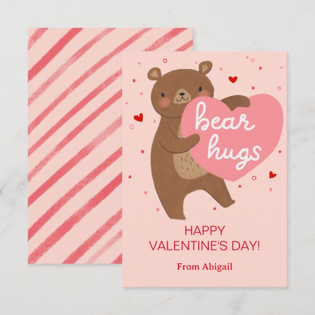 Carte de note Valentine pour les enfants de la cla (Devant / Derrière)