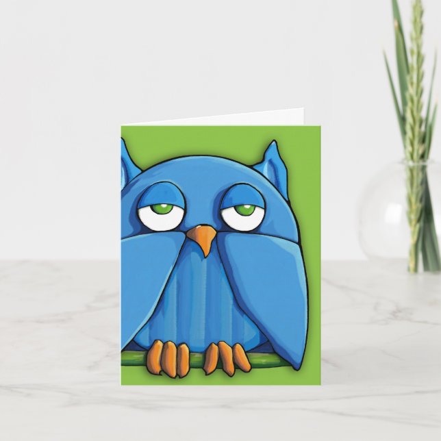 Carte de note verte Aqua Owl (Devant)