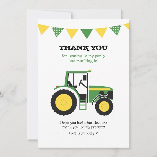 Carte de note verte de Merci d'anniversaire de (Devant)