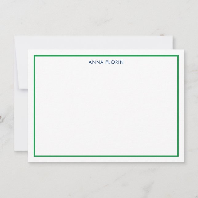 Carte de note verte Kelly Bordure simple (Devant)