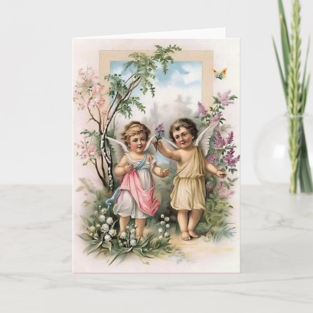 Carte de note victorienne d'anges (Devant)