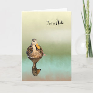 Carte de note vierge avec canard mouillé
