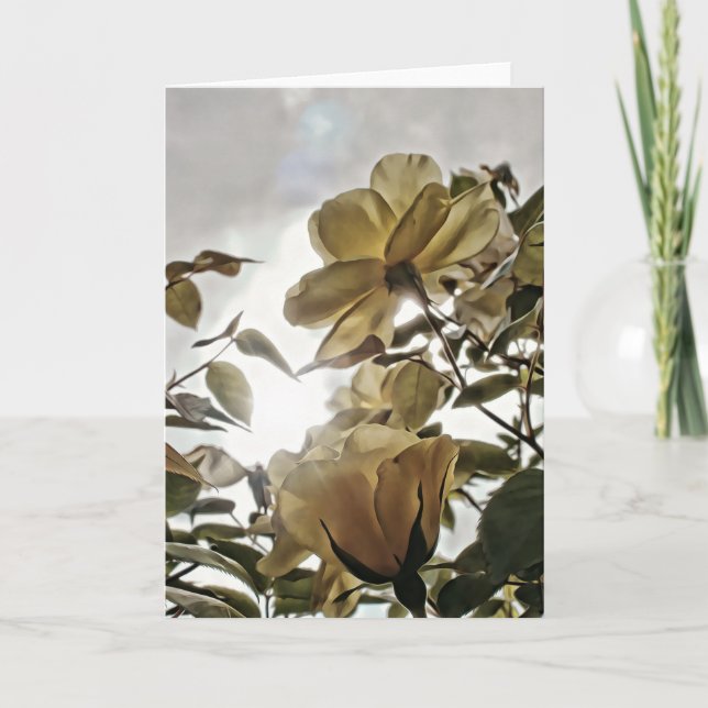 Carte de note vierge Sun Flare Yellow Roses (Devant)