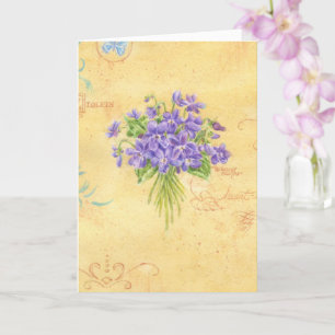 Carte de note vierge violet Bouquet
