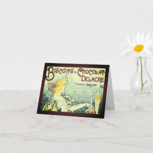Carte de note Vintage Ad Biscuits Chocolat Delacre