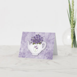 Carte de note violette de théière