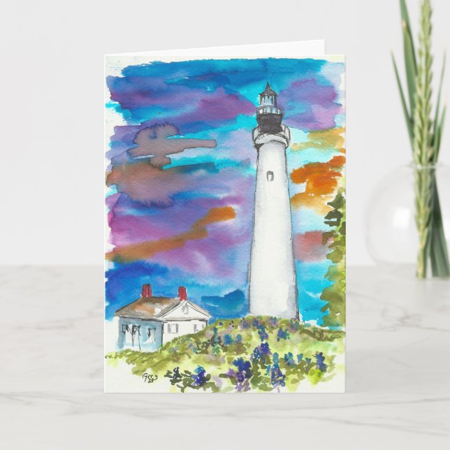 Carte de note Watercolor Texas Lighthouse (Devant)
