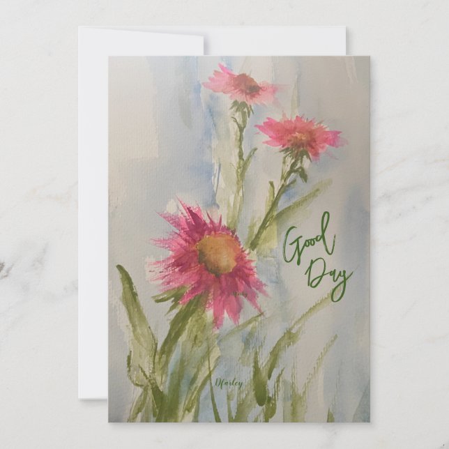 Carte de notes aux pâquerettes roses (Devant)