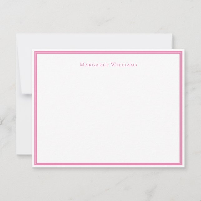 Carte de notes chic de bordure rose moderne (Devant)
