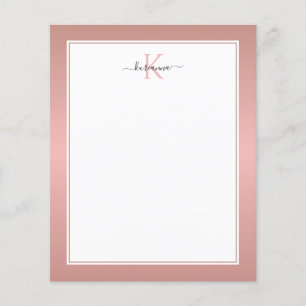Carte de notes chic et féminine au monogramme en o
