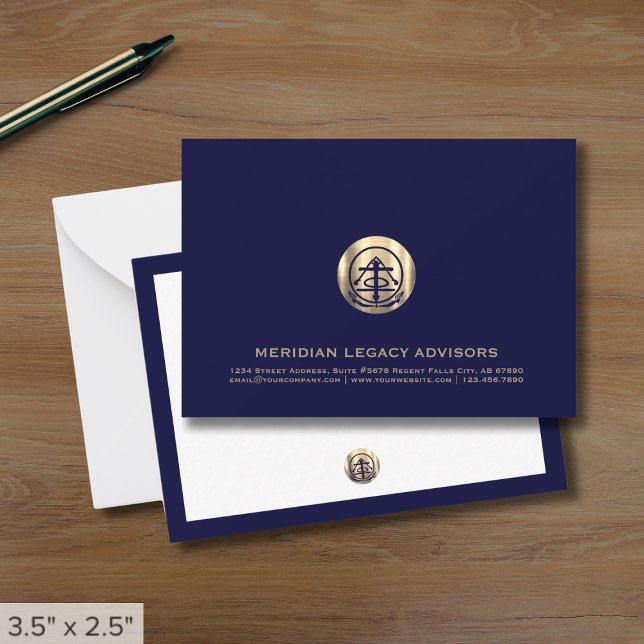 Carte de notes commerciales bleu marine et or (Créateur téléchargé)