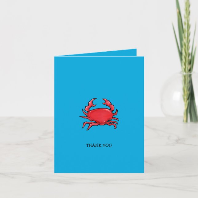 Carte de notes de crabe rouge bleu Merci (Devant)