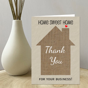 Carte de notes de l'agent immobilier Merci avec Bu