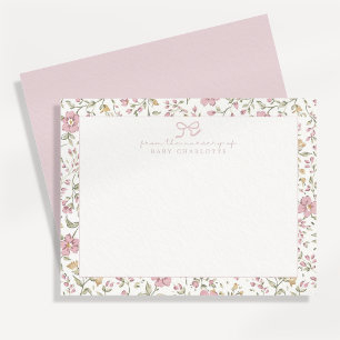 Carte de notes de nursery à bordure florale Cottag