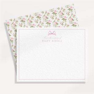 Carte de notes de nursery à ruban rose cottagecore