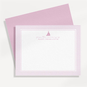 Carte de notes de nursery avec voilier à carreaux 
