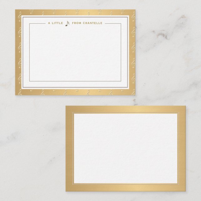 Carte de notes musicales avec Clef en Arbre Emboss (Devant / Derrière)