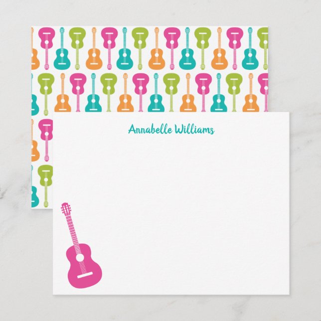 Carte de notes musicales de guitare colorée (Devant / Derrière)