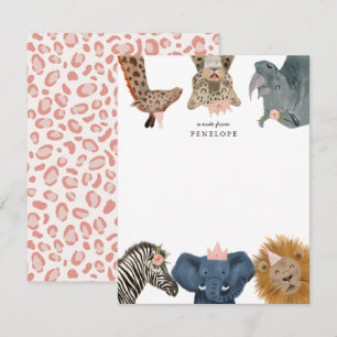 Carte de notes pour les filles et les animaux de S
