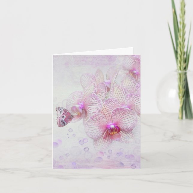 Carte de notes pour les orchidées roses et les pap (Devant)