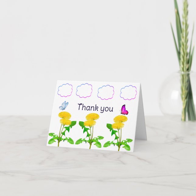 Carte de notes pour les papillons Merci (Devant)